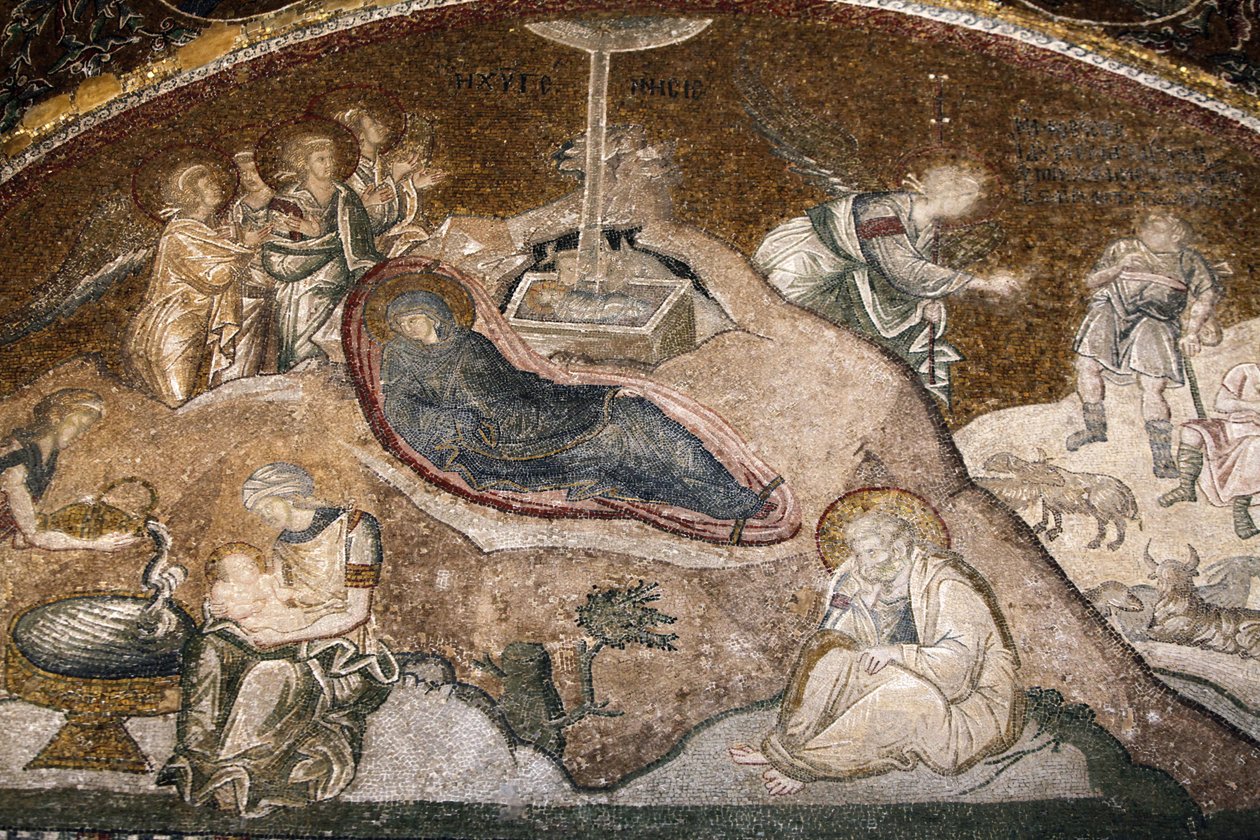 Chora Church Museum : nascimento de Jesus mosaico (Maria descansando após o parto, José sentado) Istambul Turquie de Unbekannt