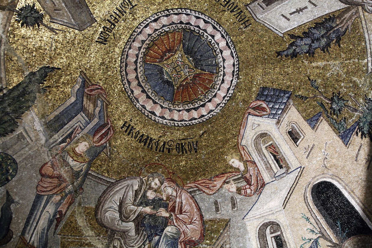Chora Church Museum : mosaico representando a Virgem Maria recebendo amor de seus pais Joachim & Anne Istanbul Turquie de Unbekannt