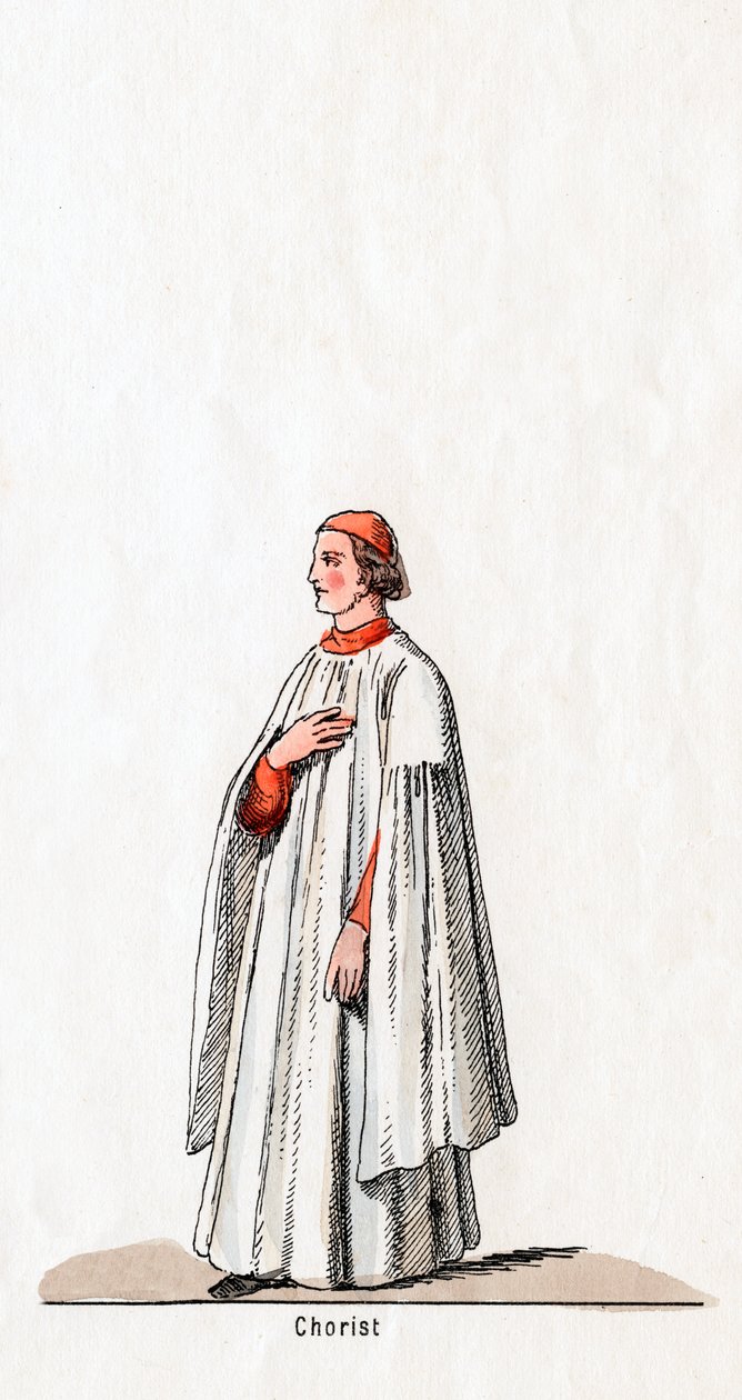 Chorister, figurino para a peça de Shakespeares, Henrique VIII, século XIX de Unbekannt