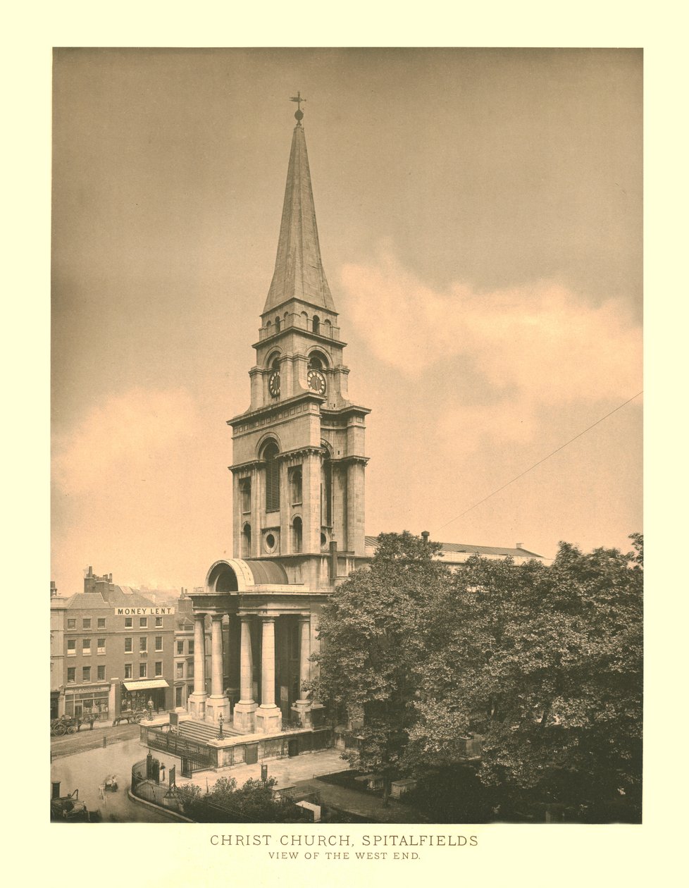Igreja de Cristo, Spitalfields, vista do West End, meados do século XIX. de Unbekannt