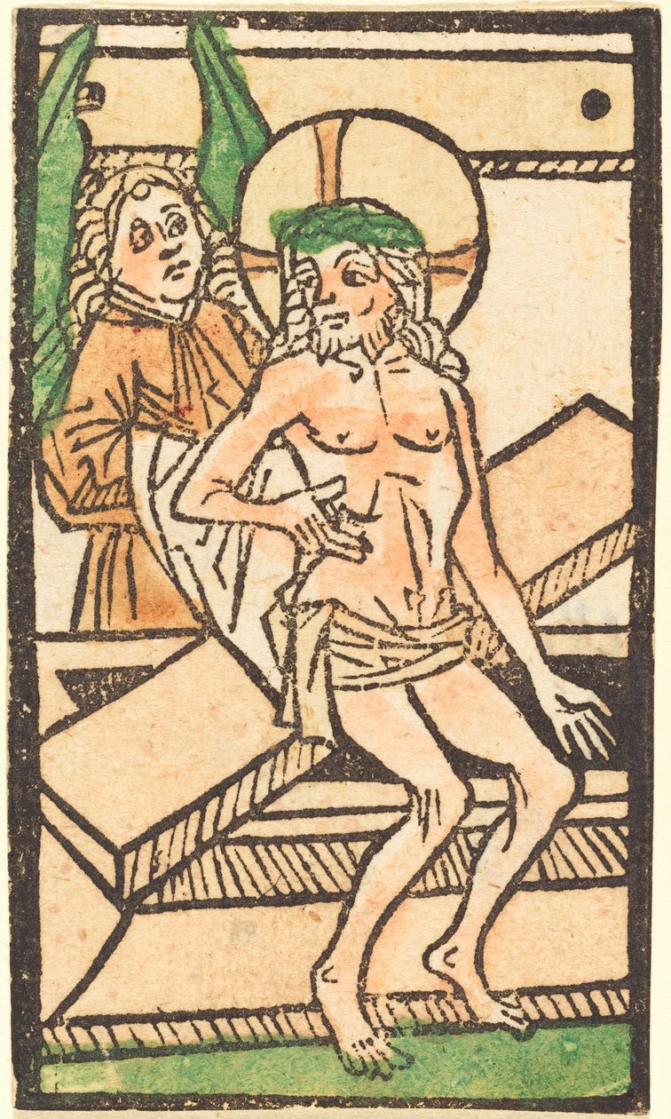 Cristo sentado em seu túmulo com um anjo, c. 14701480. de Unbekannt