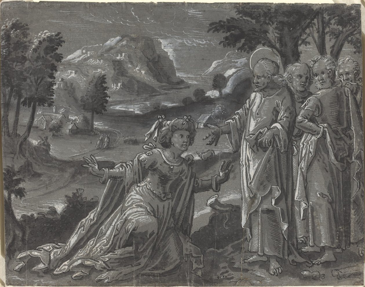 Cristo e a Adúltera [reto], c. 1600. de Unbekannt