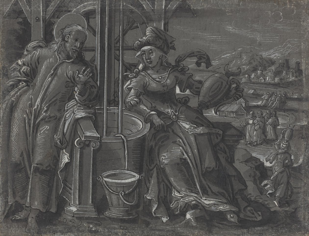Cristo e a Mulher de Samaria [verso], c. 1600. de Unbekannt