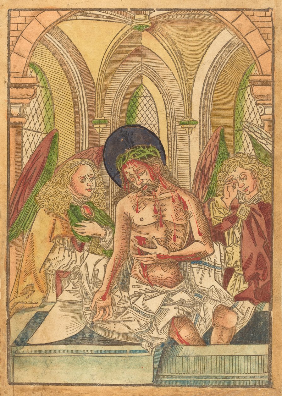 Cristo no túmulo com dois anjos, 14901500. de Unbekannt
