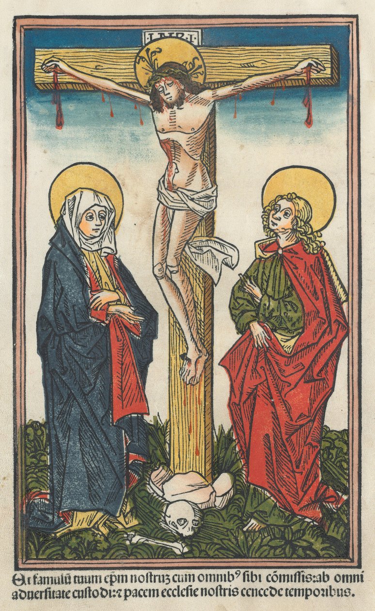 Cristo na Cruz com a Virgem e São João, 1491. de Unbekannt