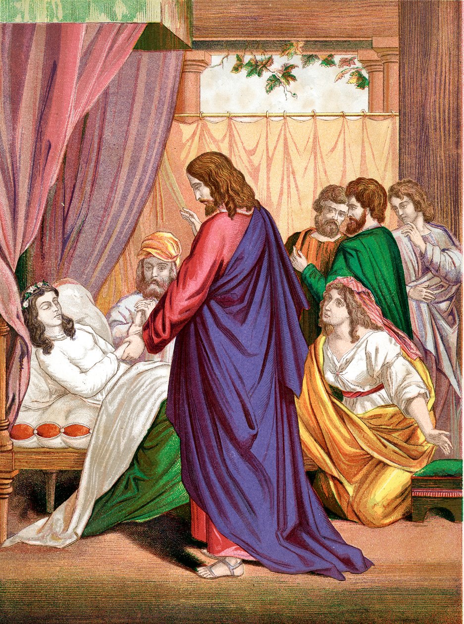 Cristo ressuscitando a filha de Jairo, governador da Sinagoga, dentre os mortos, meados do século XIX de Unbekannt