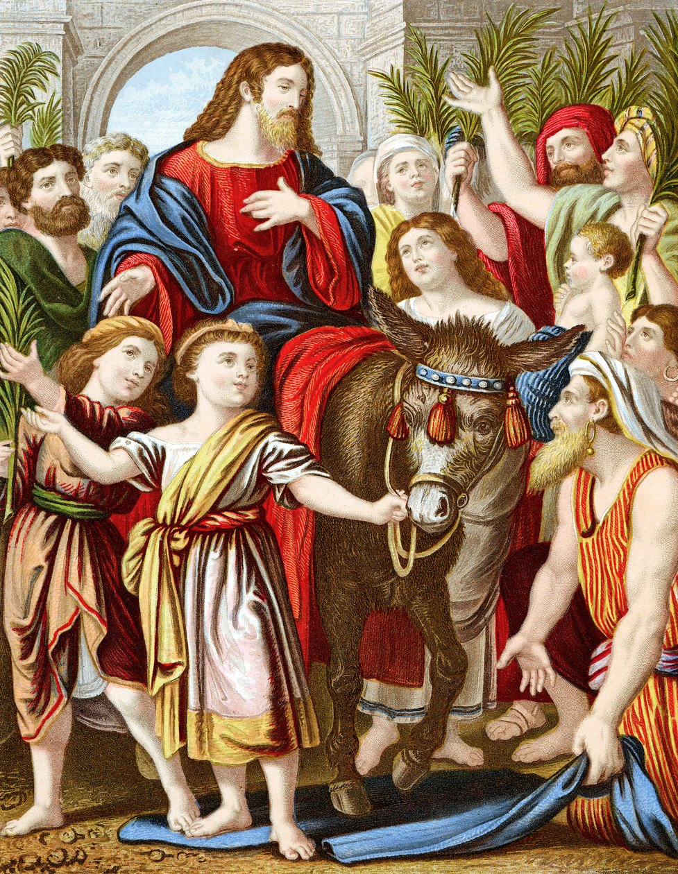 Cristo, montando, jerusalém, jumento, c1860 de Unbekannt