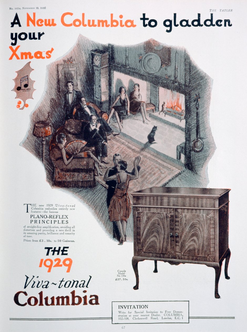 Anúncio de Natal para gramofones da Columbia, 1928 de Unbekannt