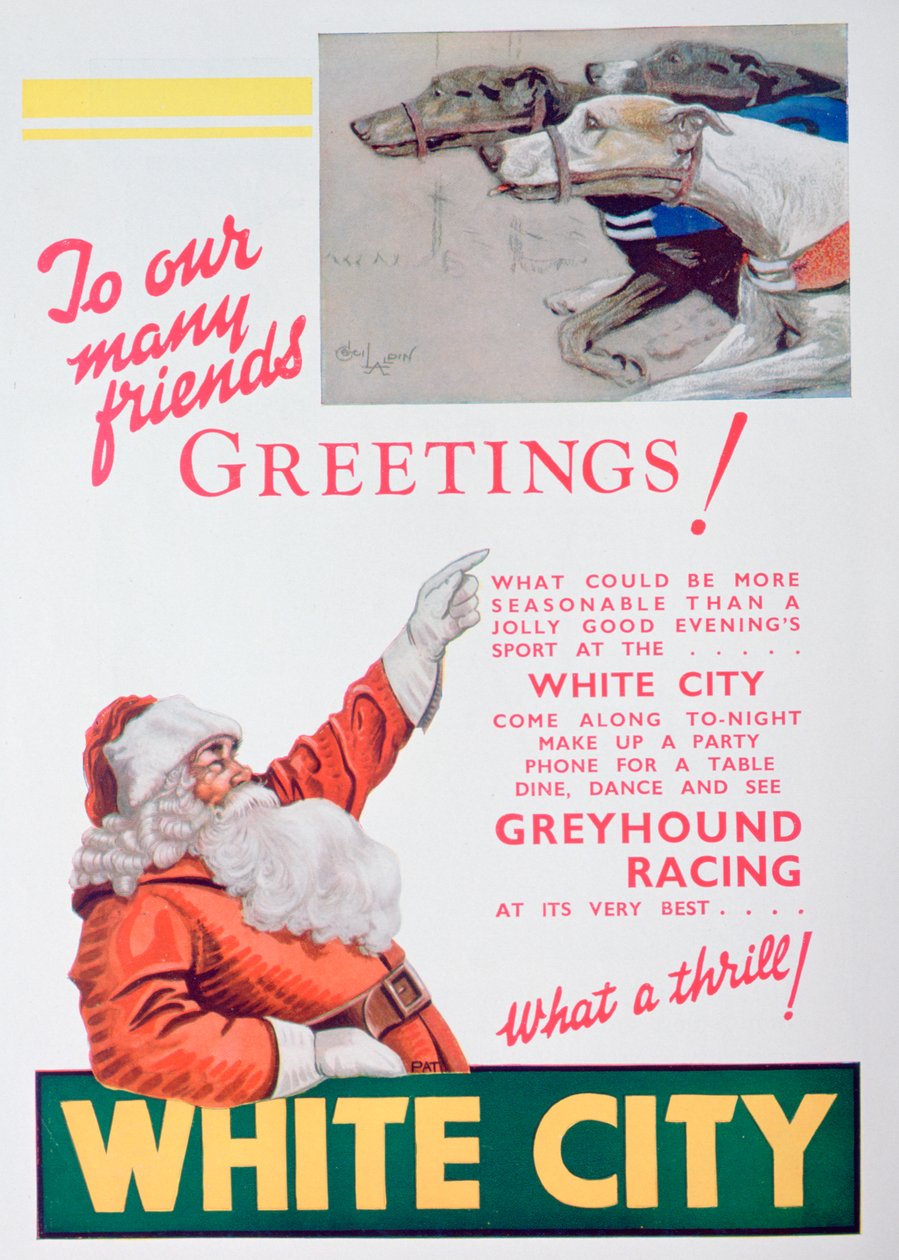 Anúncio de Natal para a pista de galgos White City, Londres, 1932 de Unbekannt