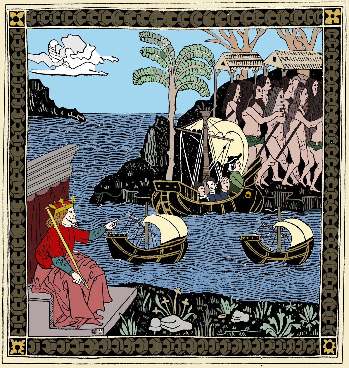 Christopher Columbus Discovering America, xilogravura, 1493 de Unbekannt