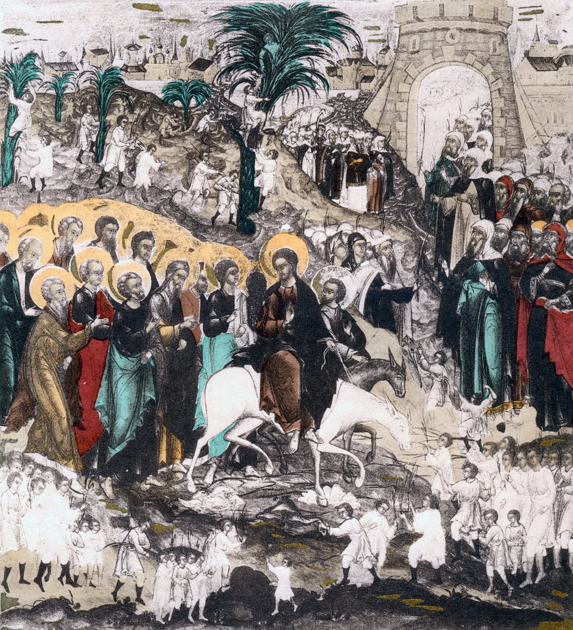 Entrada de Cristo em Jerusalém, século XVI de Unbekannt