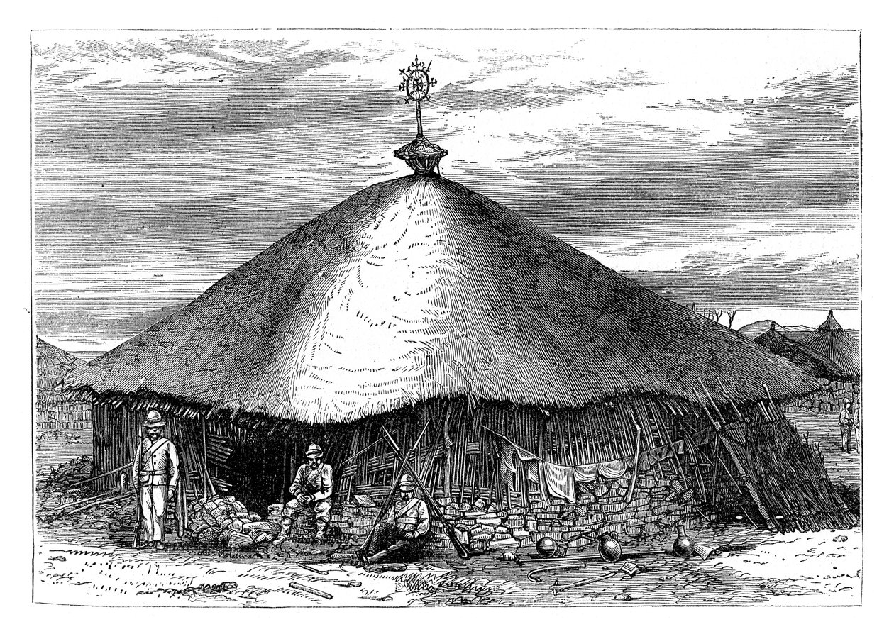 Igreja em Magdala, com a sepultura de Teodoro, Etiópia, c1868 final do século XIX de Unbekannt