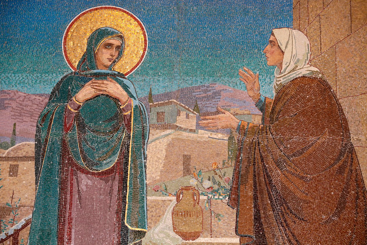 Igreja do Salvador sobre o Sangue derramado ou Igreja da Ressurreição; A Visitação : Maria visita sua parente Isabel ; Saint-Petersburg Rússia de Unbekannt