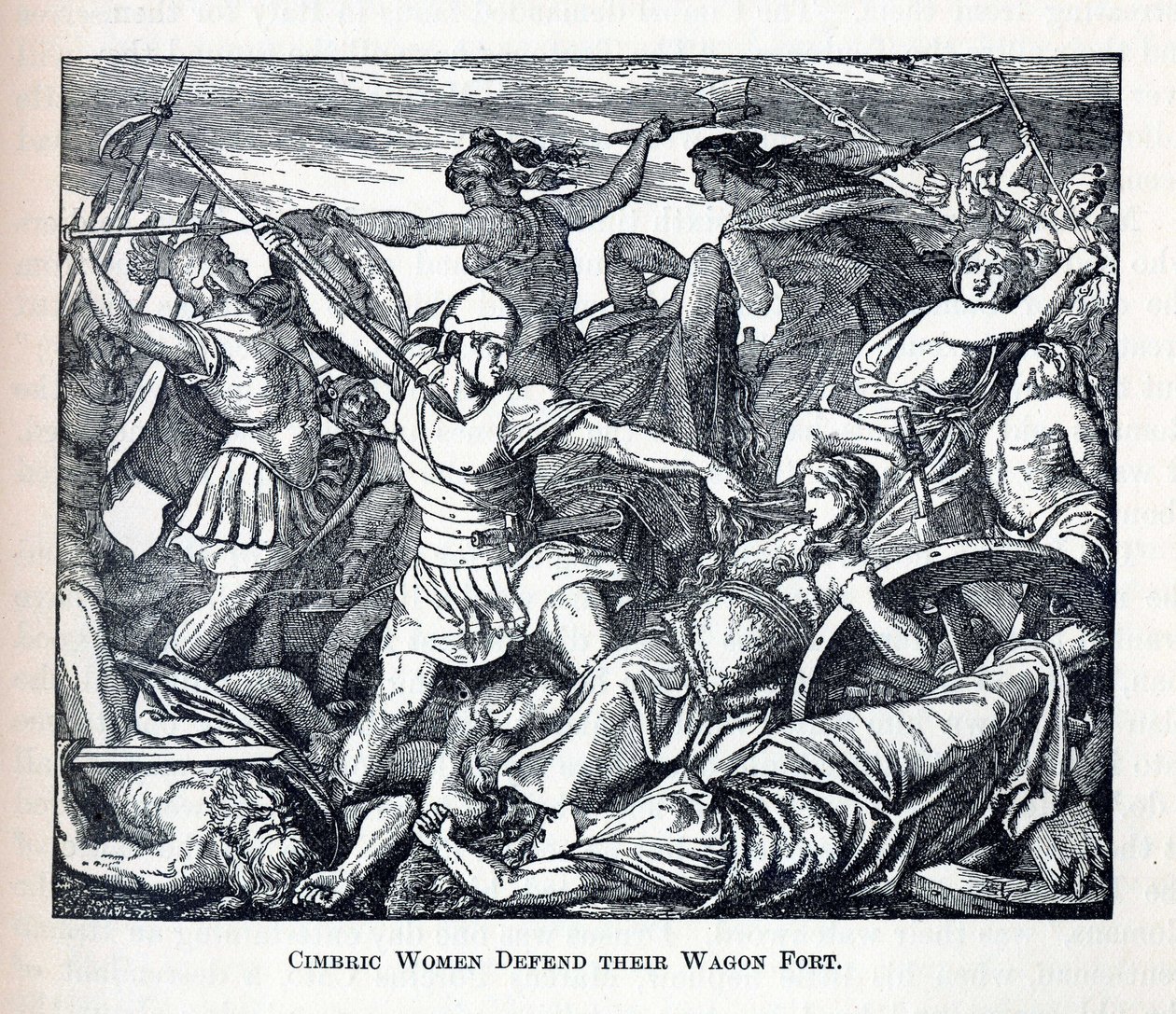 Mulheres Cimbricas Defendem Seu Forte de Vagão, 1882 de Unbekannt