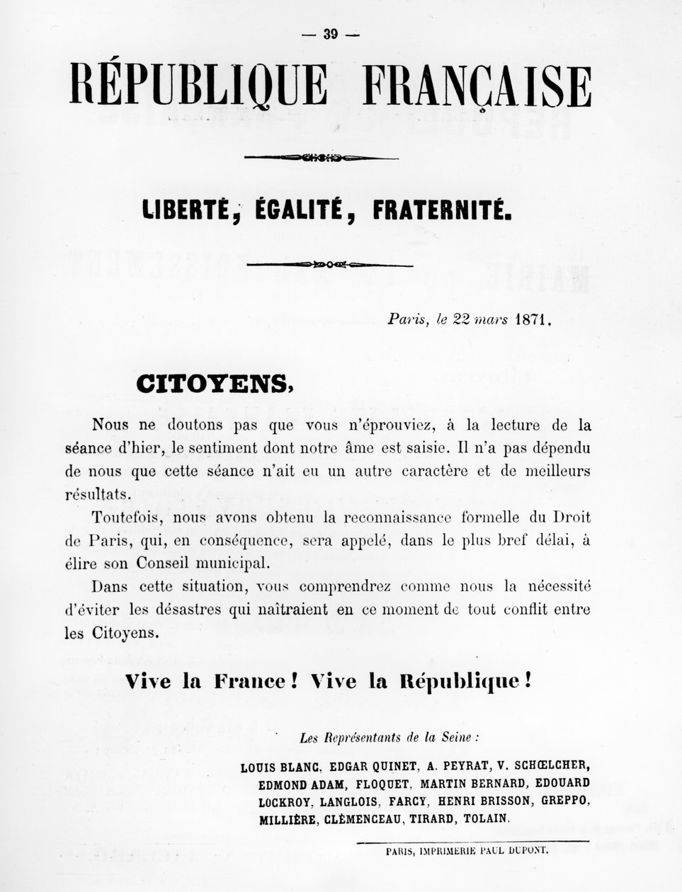 Citoyens, dos cartazes políticos franceses da Comuna de Paris, maio de 1871 de Unbekannt
