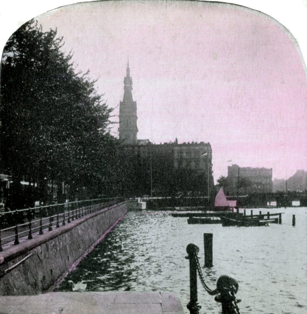 Prefeitura e Alster, Hamburgo, Alemanha, final do século XIX de Unbekannt