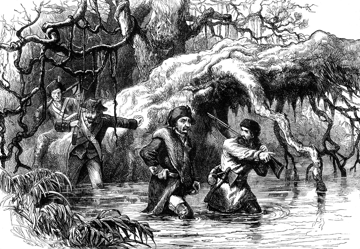 Clark e seus soldados atravessando o Wabash, c1778-1779 c1880 de Unbekannt