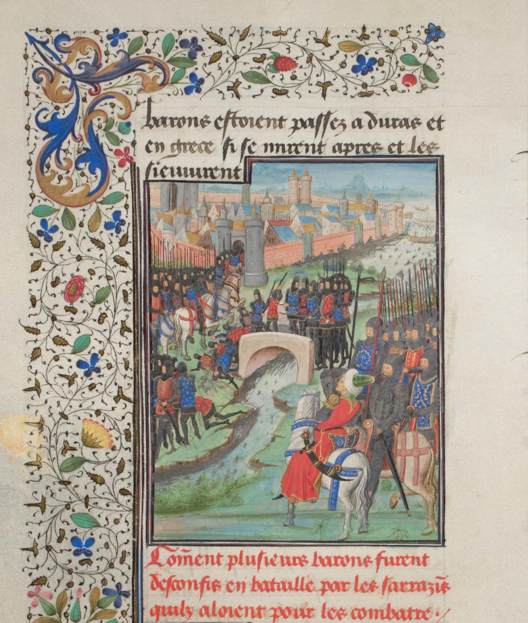 Confronto do exército dos barões e dos sarracenos. Miniatura da História de William of Tyre, 1460s de Unbekannt