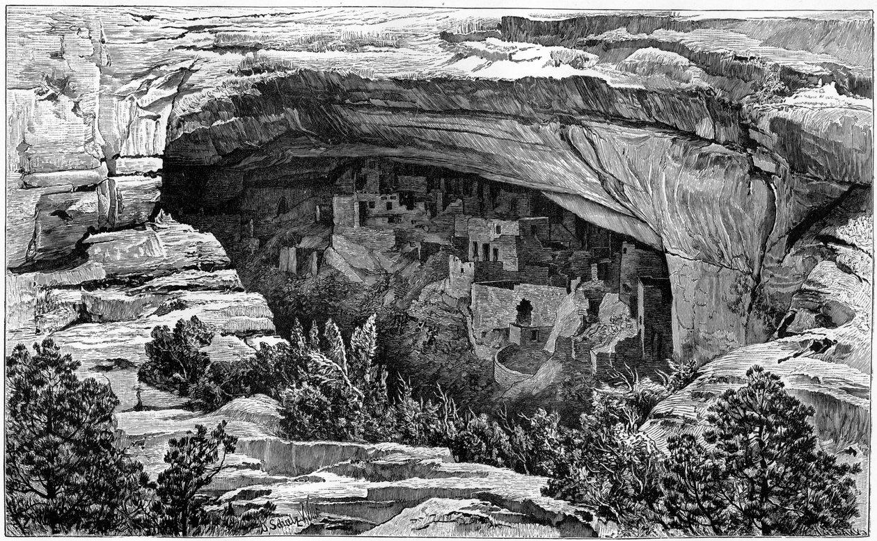 Palácio do penhasco no desfiladeiro do palácio do penhasco, sudoeste do Colorado, EUA, 1901 de Unbekannt