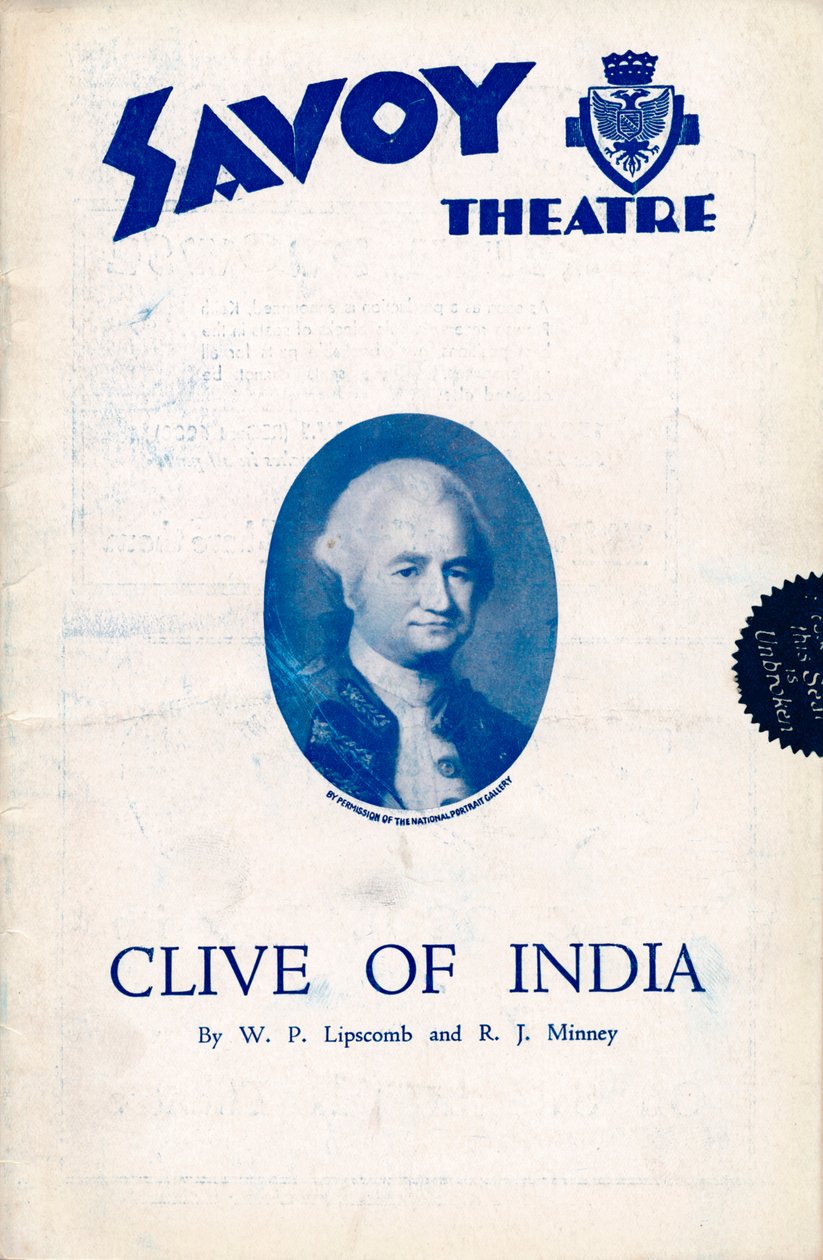 Programa Clive of India para o Teatro Savoy, 1934 de Unbekannt