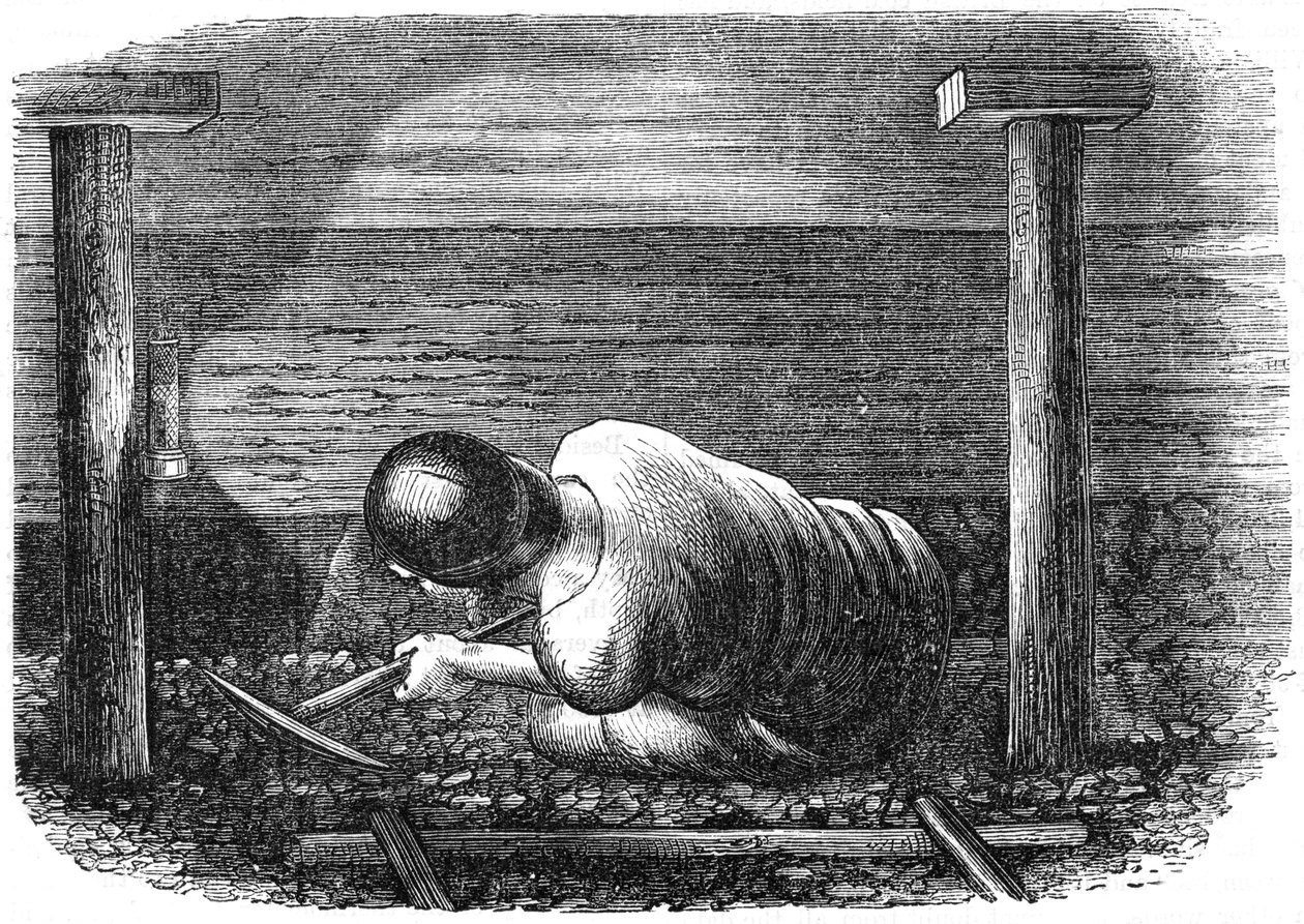 Mineiro de carvão trabalhando em uma costura estreita, c1864. de Unbekannt