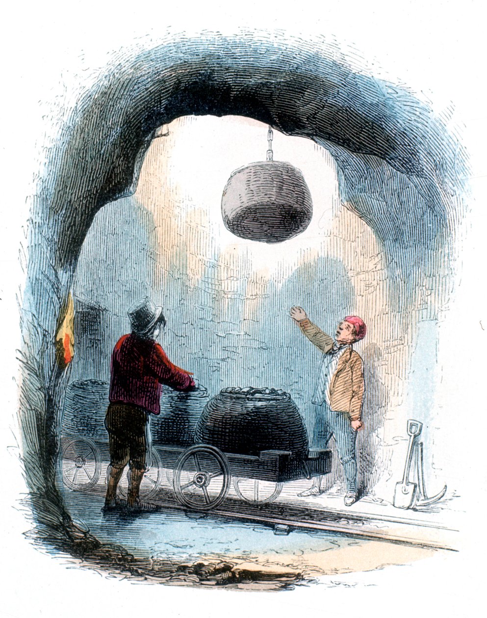 Mineração de carvão: enviando cestos de carvão para a superfície de uma mina, 1852 de Unbekannt
