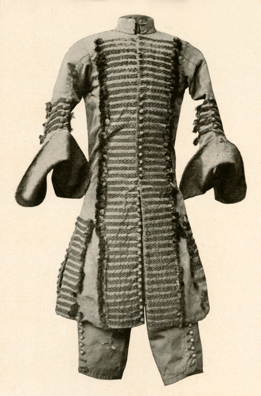 Casaco e calções de seda enfeitados com trança chique, c1680, 1937. de Unbekannt