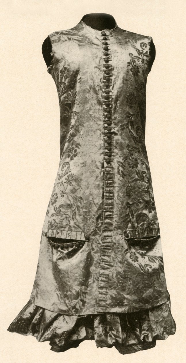 Casaco e calções cheios de seda florida vermelha escura, 1681, 1937. de Unbekannt