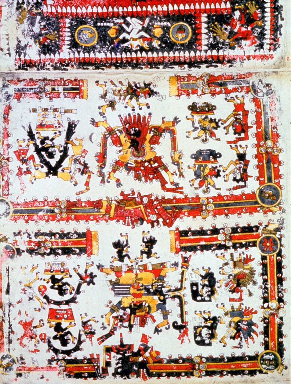 Codex Borgianus mostrando divindades em confronto, Mixtec, México pré-colombiano, século XII-XVI de Unbekannt