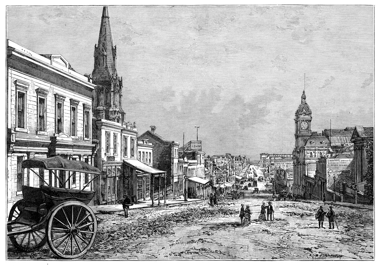 Collins Street, Melbourne, Victoria, Austrália, século XIX de Unbekannt