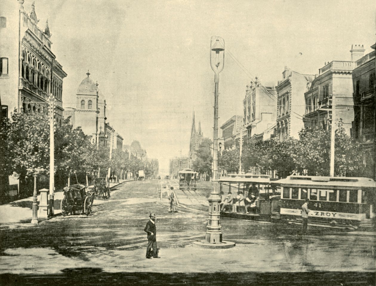 Collins Street, Melbourne, dos Prédios do Tesouro, 1901. de Unbekannt