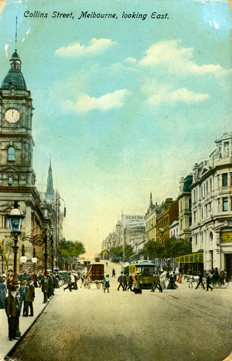 Collins Street, olhando para o leste, Melbourne, Victoria, Austrália, c1900s de Unbekannt