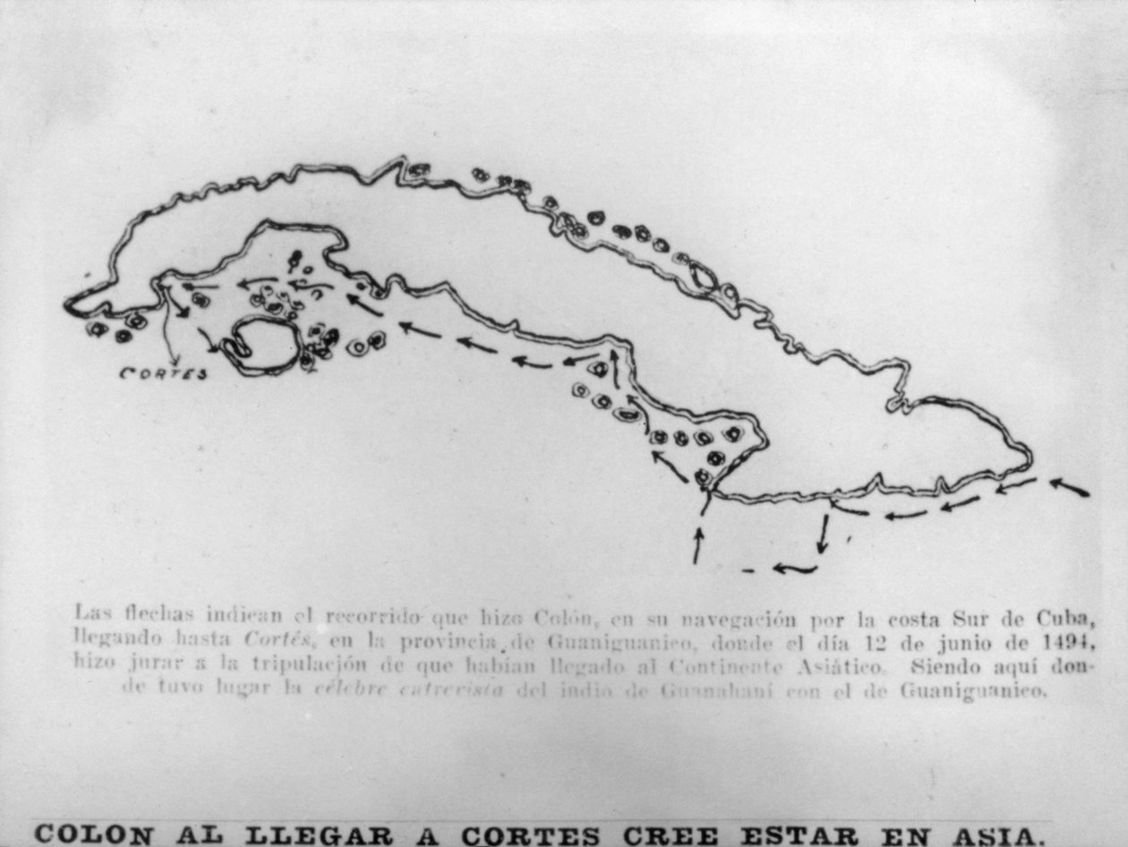 Colombus quando Cortes chegou a Cuba, século XV, 1920 de Unbekannt