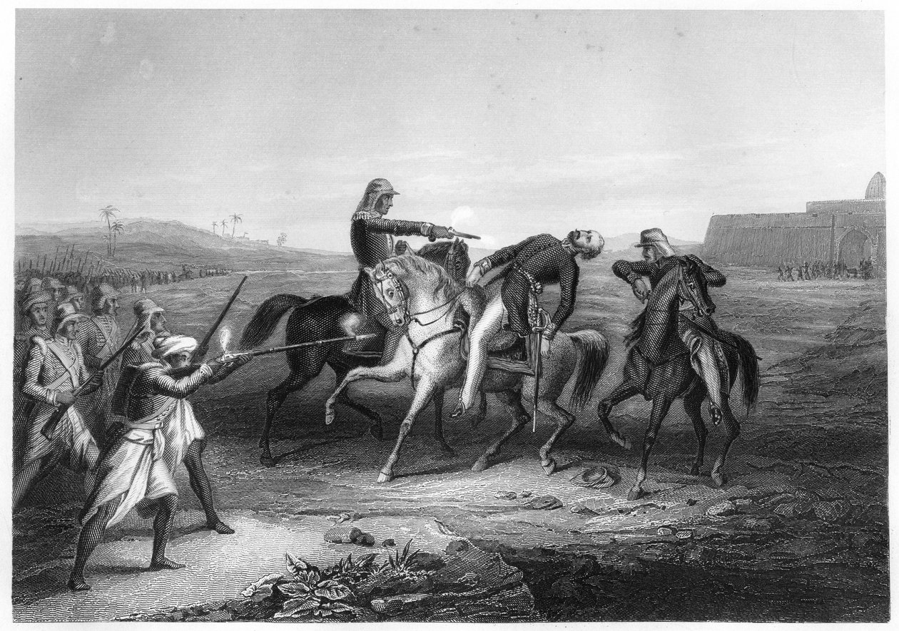 Coronel Platt morto pelos amotinados em Mhow, c1860 de Unbekannt
