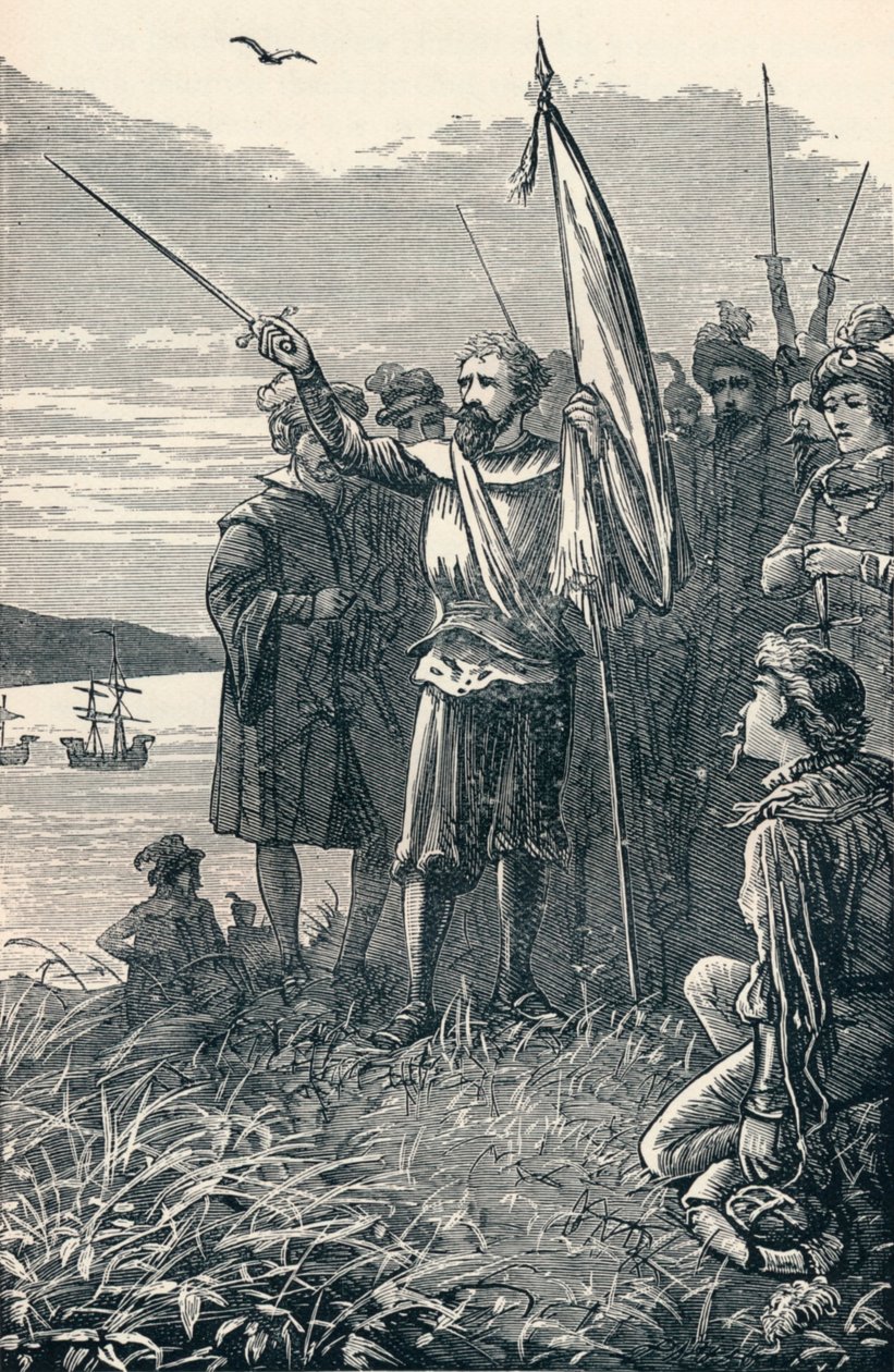 Columbus toma posse de San Salvador pela Espanha, 1904 de Unbekannt