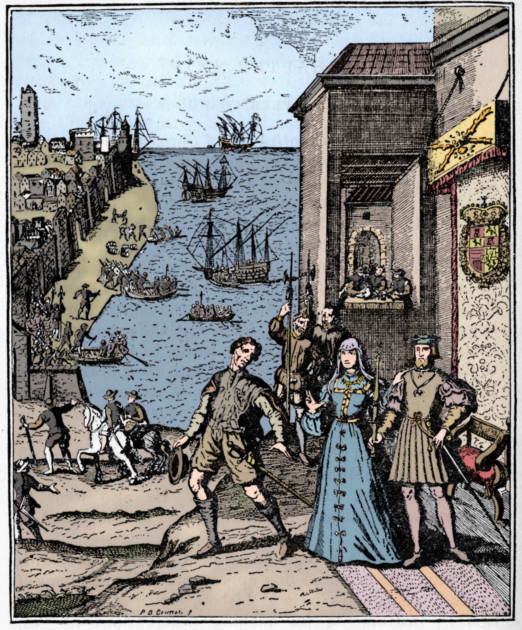 Colombo com Ferdinand e Isabella, 3 de agosto de 1492, 1912 de Unbekannt
