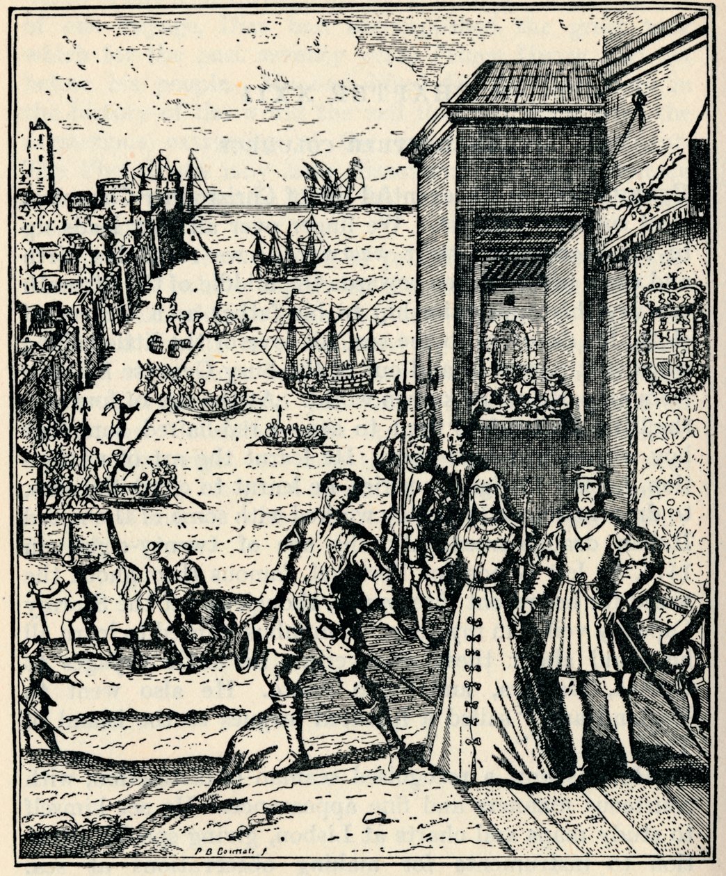 Colombo com Ferdinand e Isabella, 3 de agosto de 1492, 1912 de Unbekannt