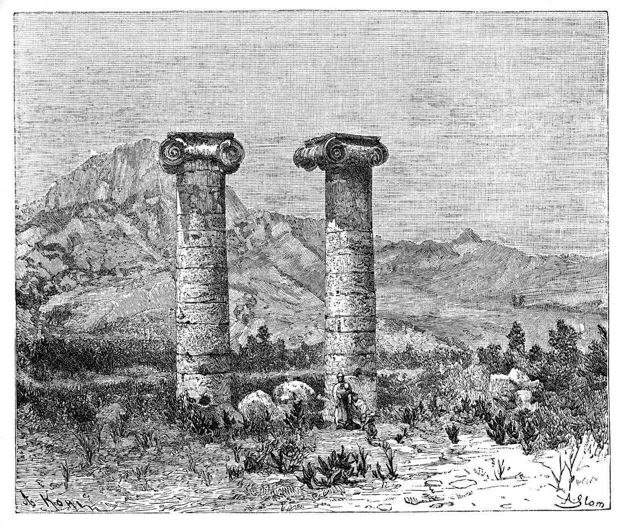 Colunas do templo de Cybele, Sardes Sardis, Turquia, 1895 de Unbekannt