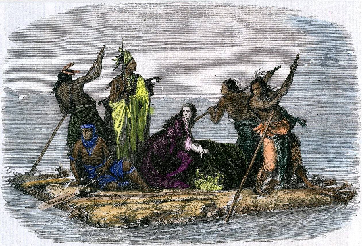 Comanches carregando uma garota em cativeiro, c1860 de Unbekannt