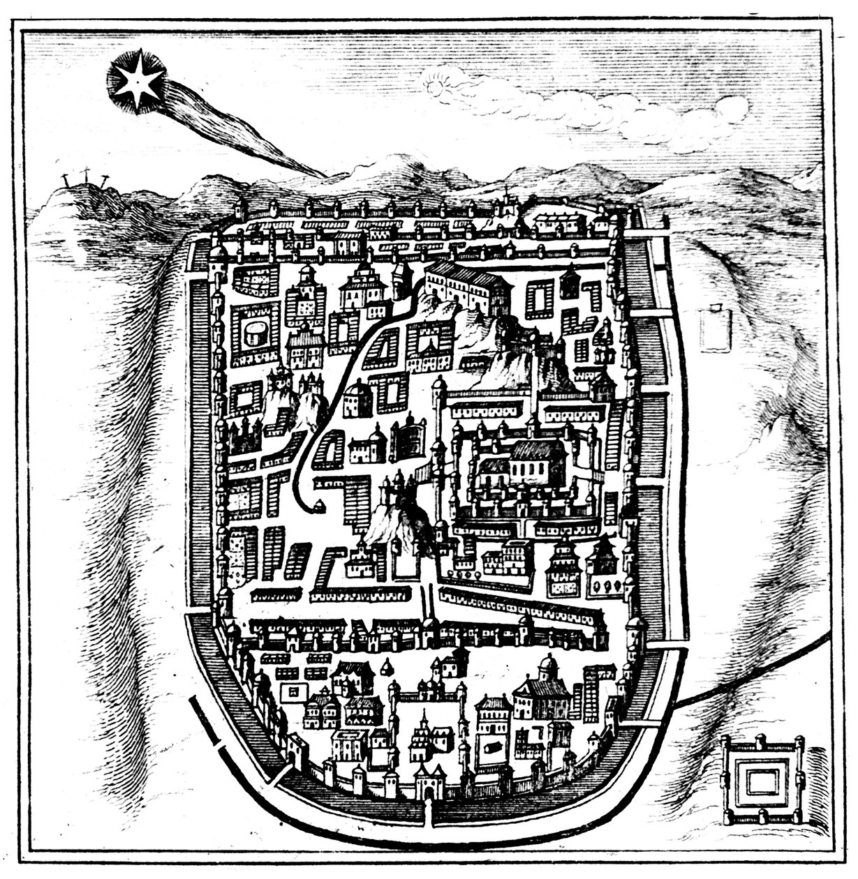 Cometa de 66 dC Halley sobre Jerusalém, 1666 de Unbekannt