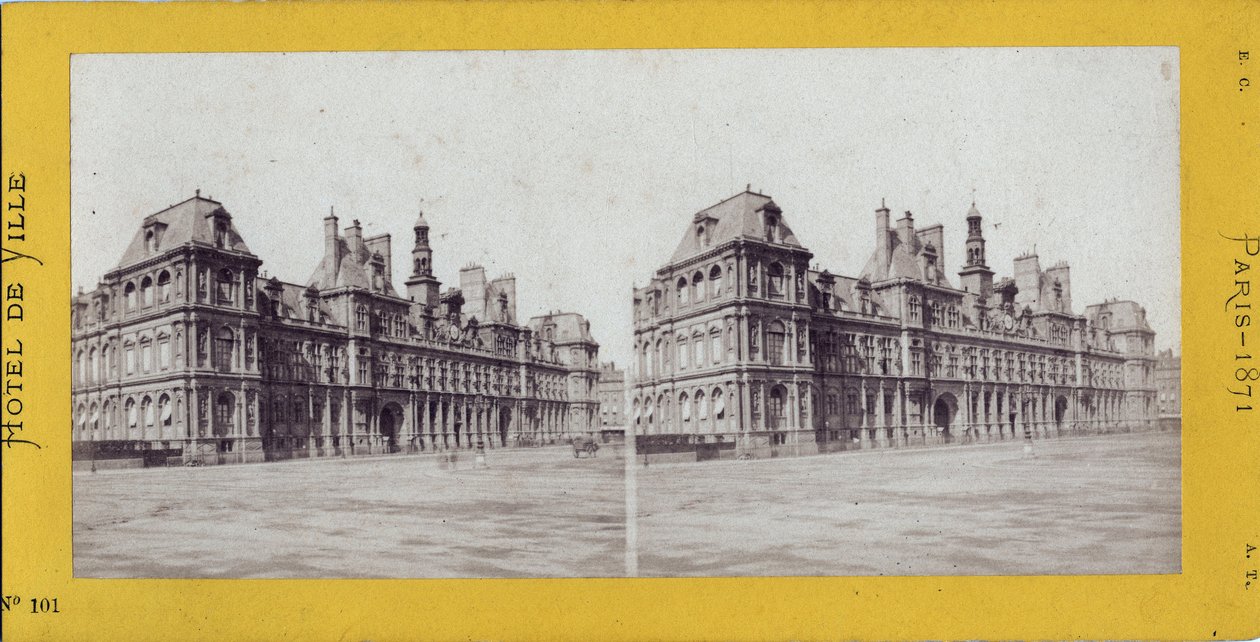 Comuna de Paris (1871): vista para a Câmara Municipal. Fotografia anónima. Impressão em papelão Dim. 17x7 cm de Unbekannt