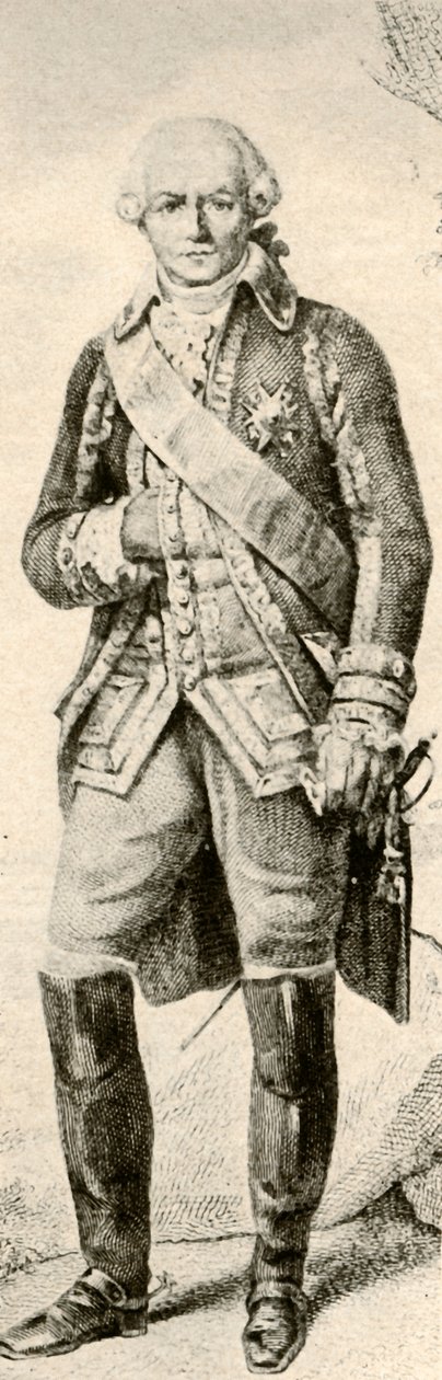 Conde de Rochambeau, mostrando o vestido de um oficial francês, 1791, 1937. de Unbekannt