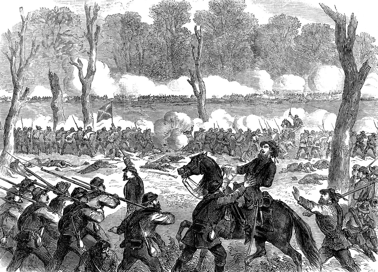 General confederado Hood ferido na batalha de Chickamauga, guerra civil americana, 1863 de Unbekannt