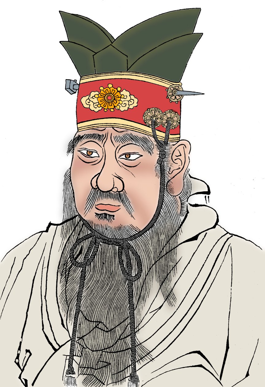 Confúcio 551-479 aC, filósofo chinês. De uma fricção de uma laje de mármore em um templo confucionista de Unbekannt