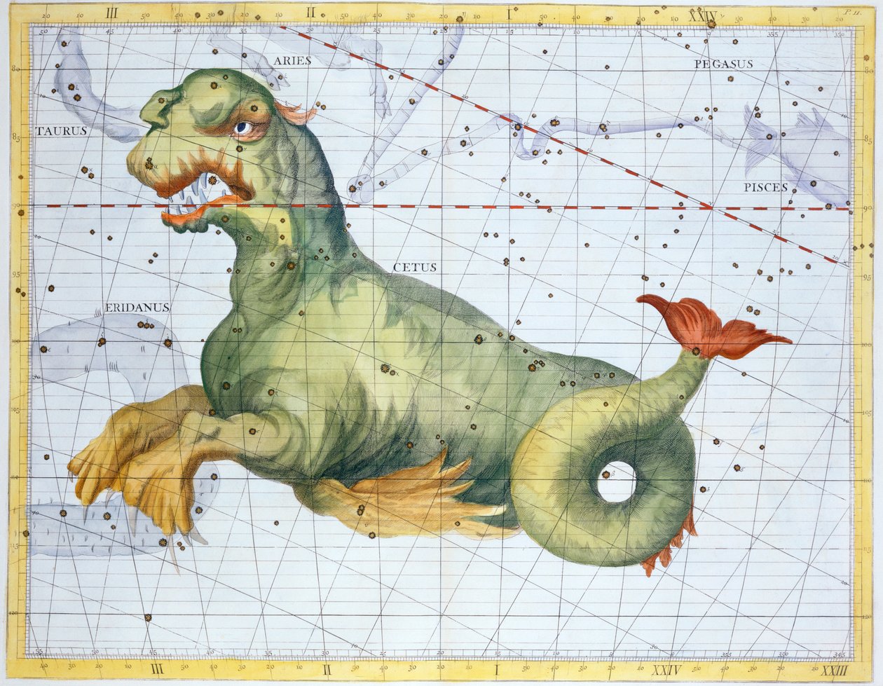 Constelação de Cetus, a Baleia, 1729 de Unbekannt