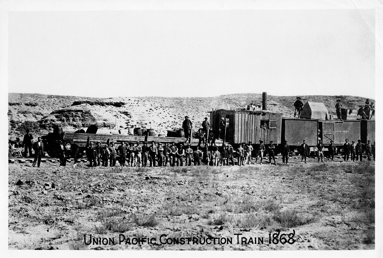 Trem de construção na Union Pacific Railroad, EUA, 1868 de Unbekannt