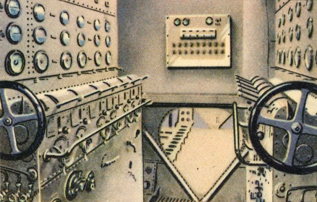 Sala de controle a bordo do barco voador Dornier Do X, 1920, 1932. de Unbekannt