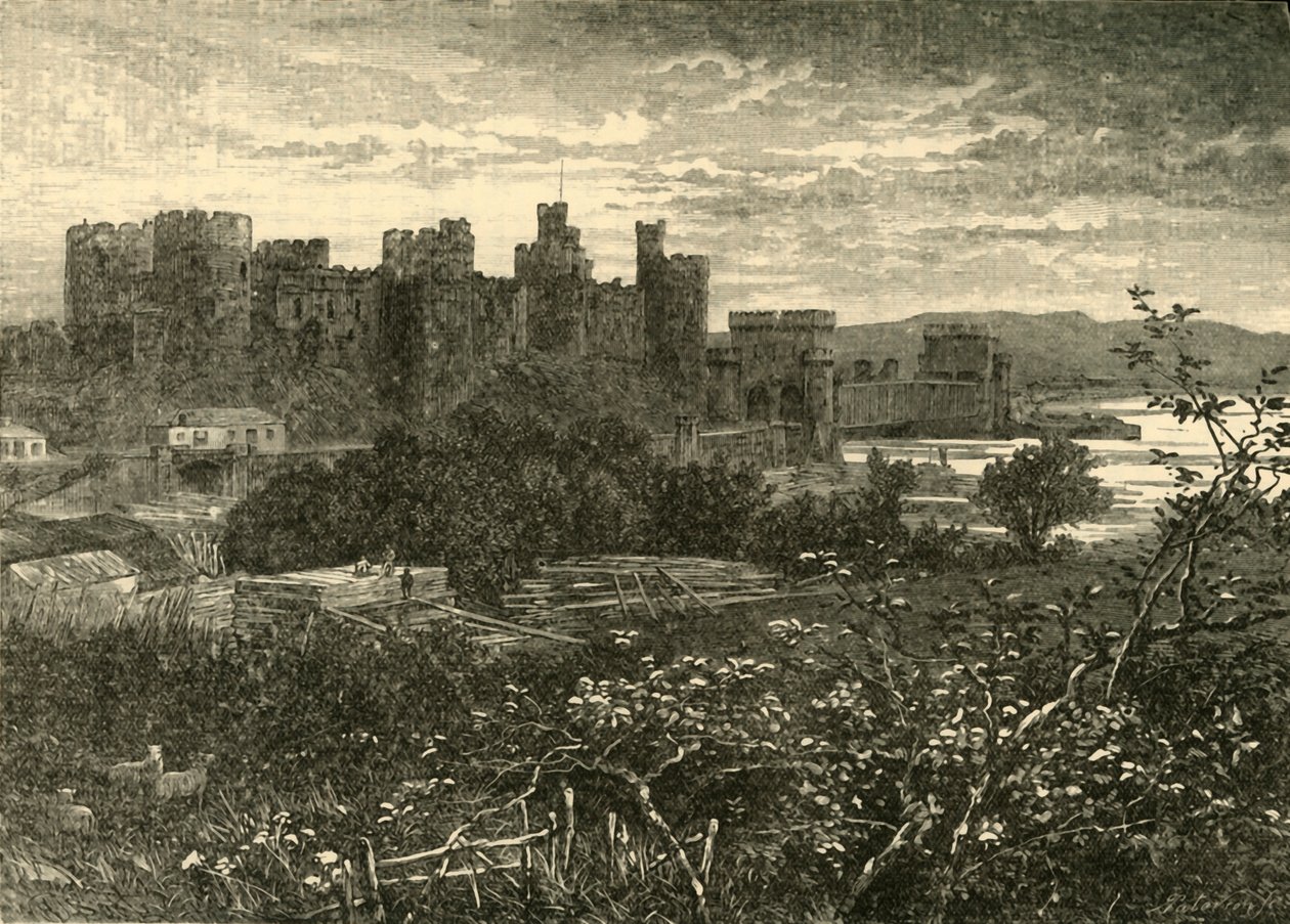 Castelo de Conway, da estrada para Llanrwst, 1898. de Unbekannt