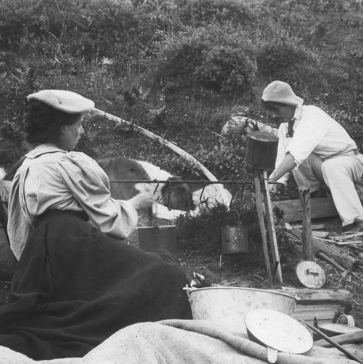 Cozinhando no fogo, início do século XX de Unbekannt