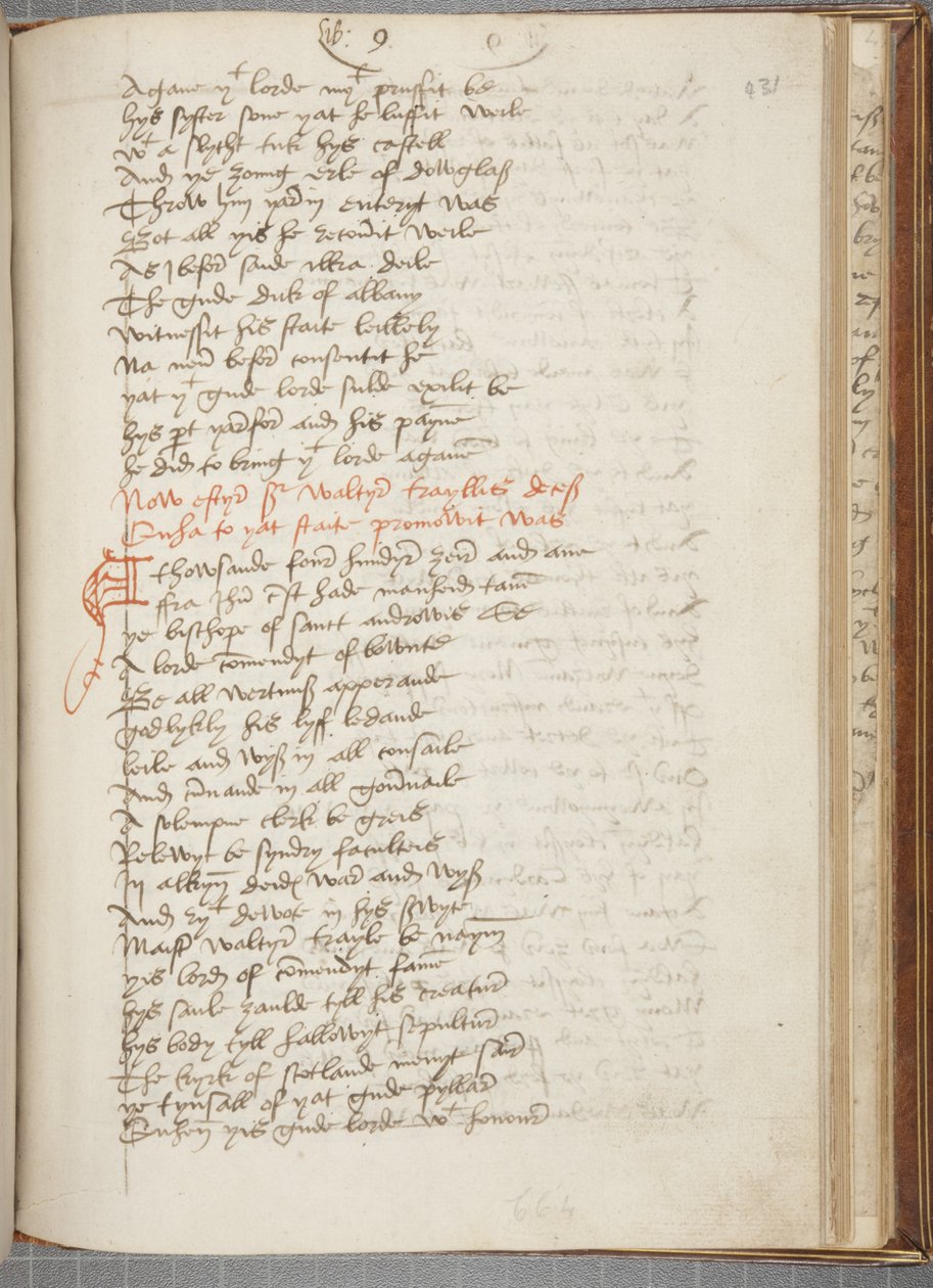 Cópia da Crónica Andrew de Wyntoun, Fol 431 recto, c.1550 (tinta sobre papel) de Unbekannt